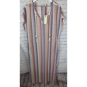 NWT RACHEL ZOE Pastel Striped Coverup Caftan Long Size Large